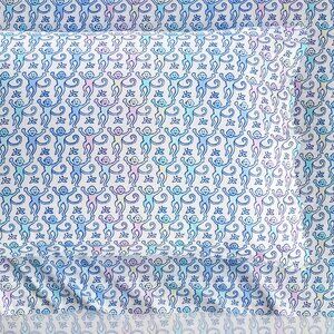 Roller Rabbit x Pottery Barn Disco Monkey Organic Full Sheet Set Blue Purple NWT